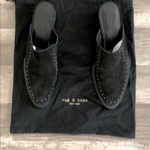 Rag&Bone black suede mules with studs 39